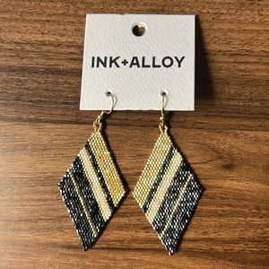 Ink + Alloy Gold Black Ivory Diamond Luxe Stripe Earrings